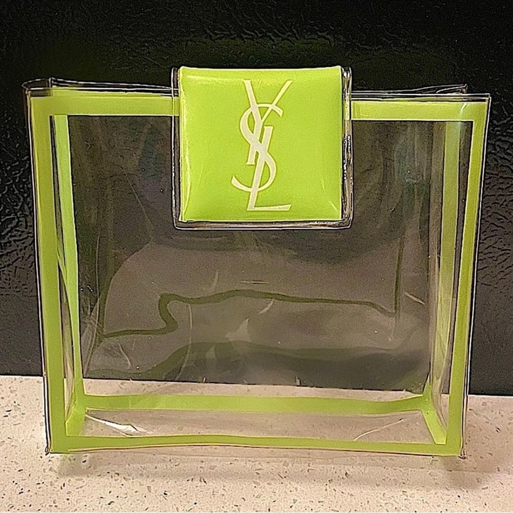 RARE💚Vintage💚Yves Saint Laurent Neon Lime Clear PVC See Through Mini Bag💚